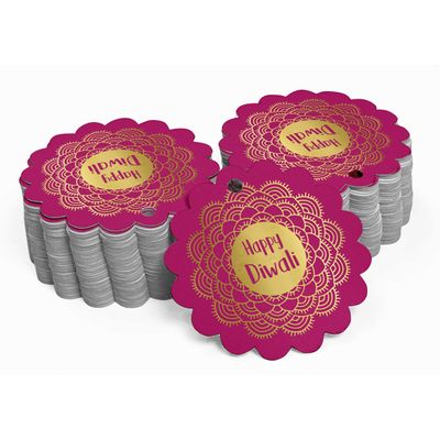 Etiquetas Pendentes de Papel Metalizado 'Happy Diwali' para Lembrancinhas - Inkdotpot 100 Etiquetas Metalizadas / Rosa - Ouro Rosé