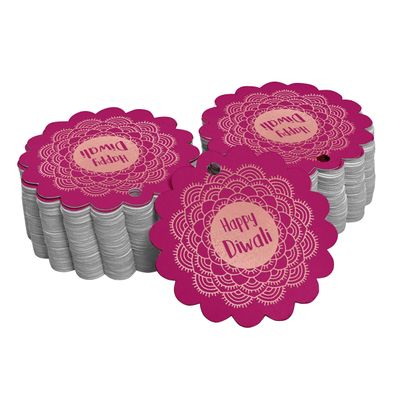 Etiquetas Pendentes de Papel Metalizado 'Happy Diwali' para Lembrancinhas - Inkdotpot 100 Etiquetas Metalizadas / Rosa - Ouro Rosé
