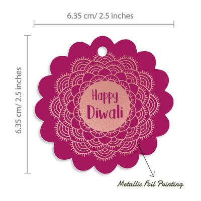 Etiquetas Pendentes de Papel Metalizado 'Happy Diwali' para Lembrancinhas - Inkdotpot 100 Etiquetas Metalizadas / Rosa - Ouro Rosé