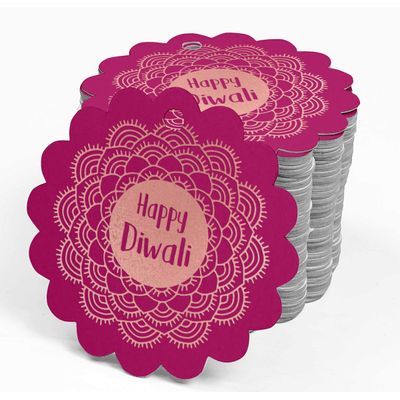 Etiquetas Pendentes de Papel Metalizado 'Happy Diwali' para Lembrancinhas - Inkdotpot 100 Etiquetas Metalizadas / Rosa - Ouro Rosé