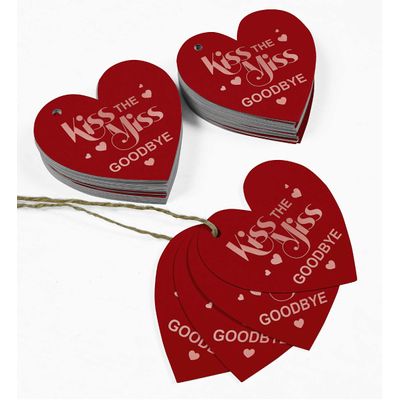 Tag de Garrafa "Kiss The Miss Goodbye" para Despedida de Solteira, Lembrancinha para Pendurar com Acabamento Metalizado - Inkdotpot 50 Etiquetas Metalizadas / Vermelho - Ouro Rosé