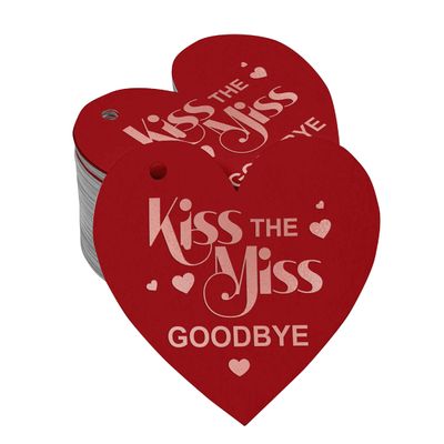 Tag de Garrafa "Kiss The Miss Goodbye" para Despedida de Solteira, Lembrancinha para Pendurar com Acabamento Metalizado - Inkdotpot 50 Etiquetas Metalizadas / Vermelho - Ouro Rosé