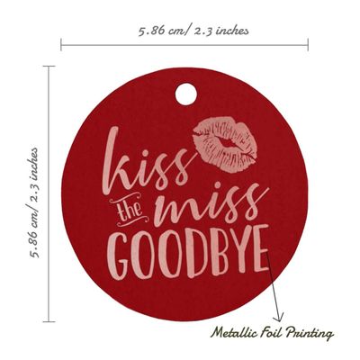 Tags para Pendurar em Papel Metalizado 'Kiss The Miss Goodbye' para Lembrancinha de Chá de Noiva - Inkdotpot 50 Etiquetas Metalizadas / Vermelho - Ouro Rosé