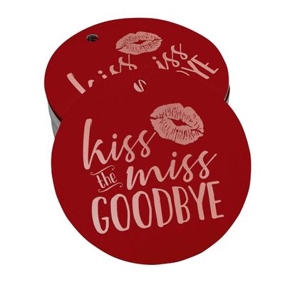 Tags para Pendurar em Papel Metalizado 'Kiss The Miss Goodbye' para Lembrancinha de Chá de Noiva - Inkdotpot 50 Etiquetas Metalizadas / Vermelho - Ouro Rosé