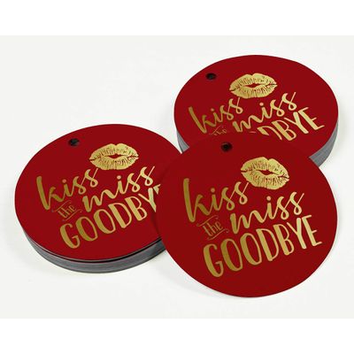 Tags para Pendurar em Papel Metalizado 'Kiss The Miss Goodbye' para Lembrancinha de Chá de Noiva - Inkdotpot 50 Etiquetas Metalizadas / Vermelho - Ouro Rosé