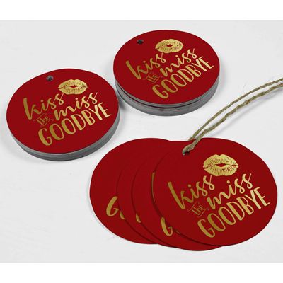 Tags para Pendurar em Papel Metalizado 'Kiss The Miss Goodbye' para Lembrancinha de Chá de Noiva - Inkdotpot 50 Etiquetas Metalizadas / Vermelho - Ouro Rosé