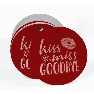 Tags para Pendurar em Papel Metalizado 'Kiss The Miss Goodbye' para Lembrancinha de Chá de Noiva - Inkdotpot 50 Etiquetas Metalizadas / Vermelho - Ouro Rosé