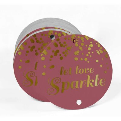 Etiquetas Pendentes de Papel Metalizado Deixe o Amor Brilhar para Lembrancinhas de Casamento - Inkdotpot 100 Etiquetas Metalizadas / Rosa - Dourado