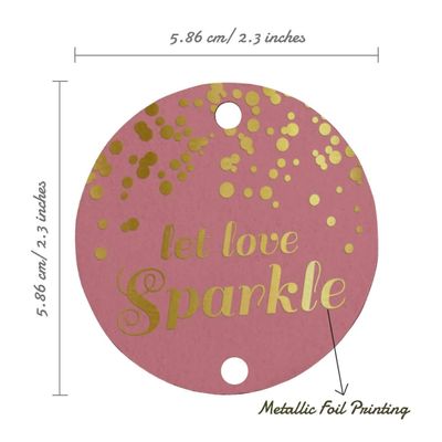 Etiquetas Pendentes de Papel Metalizado Deixe o Amor Brilhar para Lembrancinhas de Casamento - Inkdotpot 100 Etiquetas Metalizadas / Rosa - Dourado