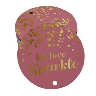 Etiquetas Pendentes de Papel Metalizado Deixe o Amor Brilhar para Lembrancinhas de Casamento - Inkdotpot 100 Etiquetas Metalizadas / Rosa - Dourado