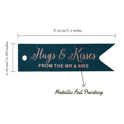 Etiquetas para Lembrancinhas de Casamento em Papel Metalizado 'Abraços e Beijos' - Inkdotpot 50 Etiquetas Metalizadas / Azul - Ouro Rosé