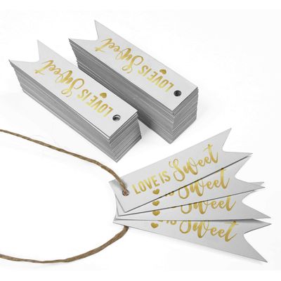 Etiquetas Pendentes de Papel Metalizado Love Isweet para Lembrancinhas de Casamento - Inkdotpot 50 Etiquetas Metalizadas / Branco - Prata