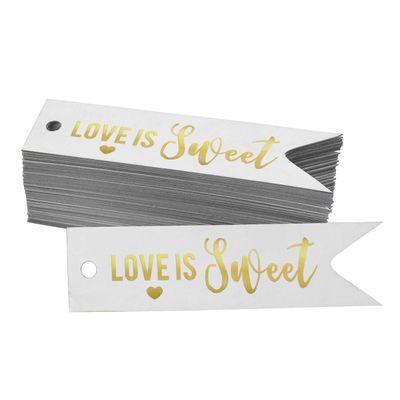 Etiquetas Pendentes de Papel Metalizado Love Isweet para Lembrancinhas de Casamento - Inkdotpot 50 Etiquetas Metalizadas / Branco - Prata