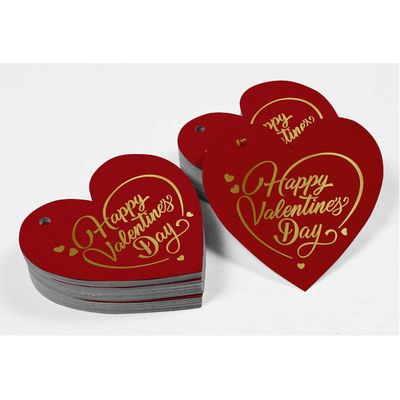 Etiquetas Pendentes em Papel Metalizado "Feliz Dia dos Namorados" para Lembrancinhas - Inkdotpot 100 Etiquetas Metalizadas / Vermelho - Prata