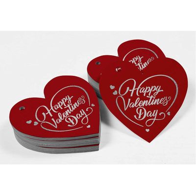 Etiquetas Pendentes em Papel Metalizado "Feliz Dia dos Namorados" para Lembrancinhas - Inkdotpot 100 Etiquetas Metalizadas / Vermelho - Prata