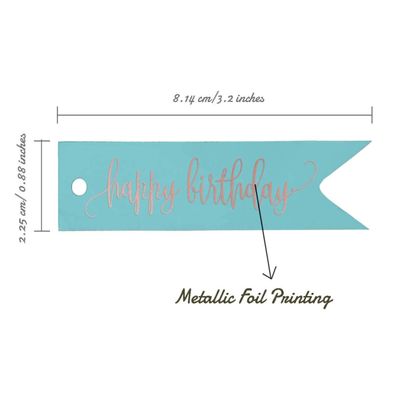 Etiquetas de Papel Metalizado 'Happy Birthday' para Lembrancinhas - Inkdotpot 50 Etiquetas Metalizadas / Azul - Ouro Rosé