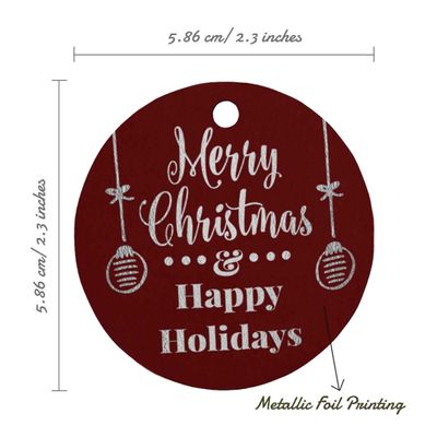 Etiquetas de Papel Metalizado 'Feliz Natal & Boas Festas' para Lembrancinhas Pendentes - Inkdotpot 100 Etiquetas Metalizadas / Vermelho - Prata