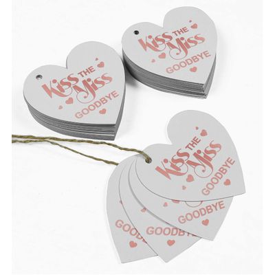 Etiquetas de Papel Metalizado 'Kiss The Miss Goodbye' para Lembrancinhas de Despedida de Solteira - Inkdotpot 100 Etiquetas Metalizadas / Branco - Ouro Rosé
