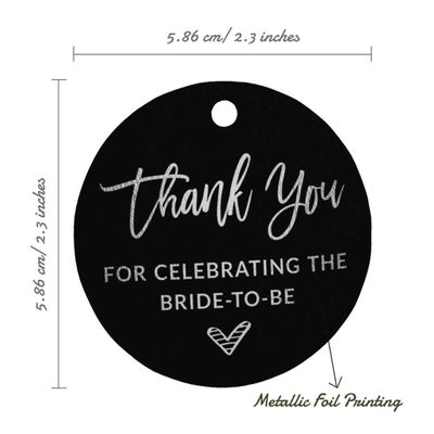 Etiqueta para Pendurar em Papel Metalizado 'Obrigado por Celebrar a Futura Noiva' - Lembrancinha para Chá de Noiva - Inkdotpot 50 Etiquetas Metalizadas / Preto - Prata