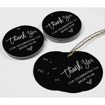 Etiqueta para Pendurar em Papel Metalizado 'Obrigado por Celebrar a Futura Noiva' - Lembrancinha para Chá de Noiva - Inkdotpot 50 Etiquetas Metalizadas / Preto - Prata