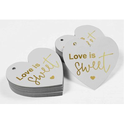 Etiqueta para Lembrancinha de Casamento em Papel Metalizado para Pendurar Love Isweet - Inkdotpot 50 Etiquetas Metalizadas / Branco - Dourado