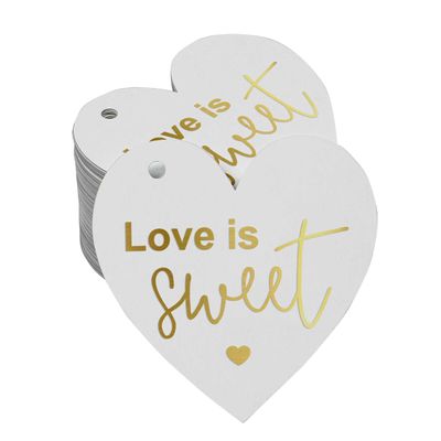 Etiqueta para Lembrancinha de Casamento em Papel Metalizado para Pendurar Love Isweet - Inkdotpot 50 Etiquetas Metalizadas / Branco - Dourado