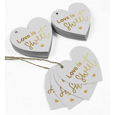 Etiqueta para Lembrancinha de Casamento em Papel Metalizado para Pendurar Love Isweet - Inkdotpot 50 Etiquetas Metalizadas / Branco - Dourado