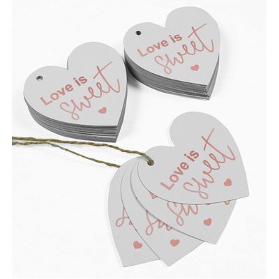 Etiqueta para Lembrancinha de Casamento em Papel Metalizado para Pendurar Love Isweet - Inkdotpot 50 Etiquetas Metalizadas / Branco - Ouro Rosé