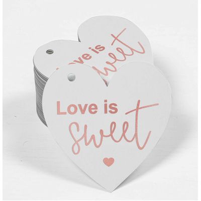 Etiqueta para Lembrancinha de Casamento em Papel Metalizado para Pendurar Love Isweet - Inkdotpot 50 Etiquetas Metalizadas / Branco - Ouro Rosé
