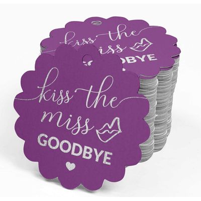Dê Um Beijo de Despedida à Solteira, Etiquetas de Papel Metalizadas para Lembrancinhas de Chá de Noiva para Pendurar - Inkdotpot 50 Etiquetas Metalizadas / Roxo - Prata