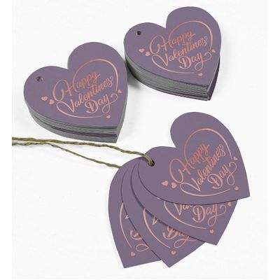 Etiquetas Pendentes de Papel Metalizado 'Feliz Dia dos Namorados' para Lembrancinhas - Inkdotpot 50 Etiquetas Metalizadas / Roxo - Ouro Rosé