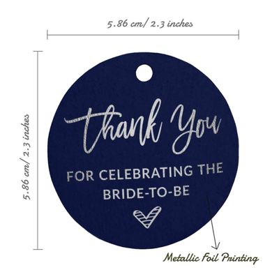Etiqueta Metalizada para Pendurar 'Obrigada por Celebrar a Noiva' Lembrancinha para Chá de Noiva - Inkdotpot 100 Etiquetas Metalizadas / Azul - Prata