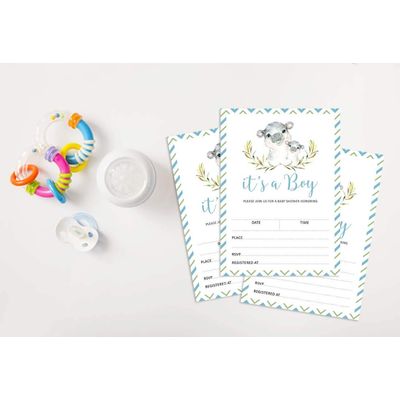 30 Cartões de Pedido para Livro de Chá de Bebê Hipopótamo e Animais da Selva - Inkdotpot 12,7 Cm × 17,78 Cm / Branco - Convite