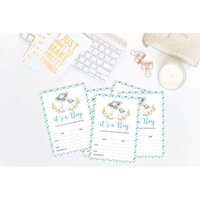 30 Cartões de Pedido para Livro de Chá de Bebê Hipopótamo e Animais da Selva - Inkdotpot 12,7 Cm × 17,78 Cm / Branco - Convite