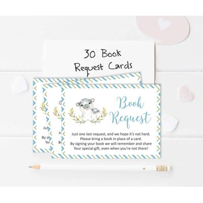 30 Cartões de Pedido para Livro de Chá de Bebê Hipopótamo e Animais da Selva - Inkdotpot 12,7 Cm × 17,78 Cm / Branco - Convite