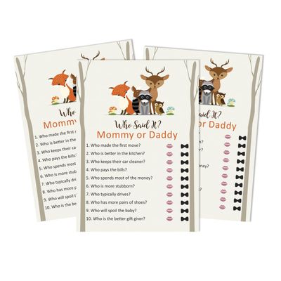 50 Cartões para Jogo de Chá de Bebê Neutro em Gênero para Mamãe e Papai Novos Animais da Selva Menino ou Menina Itens para Festa - Inkdotpot 12,7 Cm × 17,78 Cm / Branco - O Que Tem na Sua Bolsa