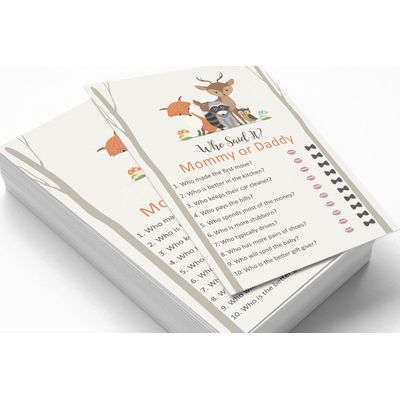 50 Cartões para Jogo de Chá de Bebê Neutro em Gênero para Mamãe e Papai Novos Animais da Selva Menino ou Menina Itens para Festa - Inkdotpot 12,7 Cm × 17,78 Cm / Branco - O Que Tem na Sua Bolsa