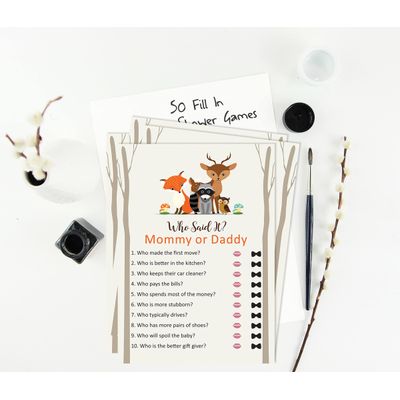 50 Cartões para Jogo de Chá de Bebê Neutro em Gênero para Mamãe e Papai Novos Animais da Selva Menino ou Menina Itens para Festa - Inkdotpot 12,7 Cm × 17,78 Cm / Branco - O Que Tem na Sua Bolsa