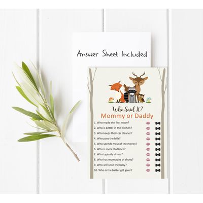 50 Cartões para Jogo de Chá de Bebê Neutro em Gênero para Mamãe e Papai Novos Animais da Selva Menino ou Menina Itens para Festa - Inkdotpot 12,7 Cm × 17,78 Cm / Branco - O Que Tem na Sua Bolsa