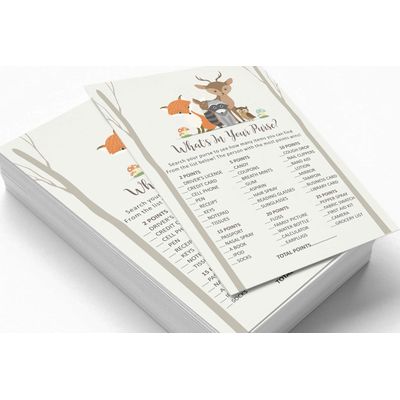 50 Cartões para Jogo de Chá de Bebê Neutro em Gênero para Mamãe e Papai Novos Animais da Selva Menino ou Menina Itens para Festa - Inkdotpot 12,7 Cm × 17,78 Cm / Branco - O Que Tem na Sua Bolsa