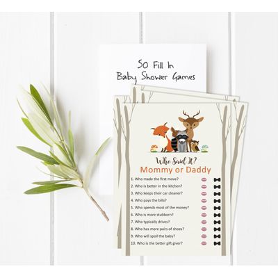 50 Cartões para Jogo de Chá de Bebê Neutro em Gênero para Mamãe e Papai Novos Animais da Selva Menino ou Menina Itens para Festa - Inkdotpot 12,7 Cm × 17,78 Cm / Branco - O Que Tem na Sua Bolsa