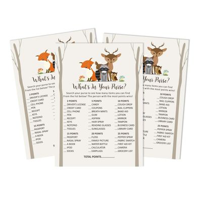 50 Cartões para Jogo de Chá de Bebê Neutro em Gênero para Mamãe e Papai Novos Animais da Selva Menino ou Menina Itens para Festa - Inkdotpot 12,7 Cm × 17,78 Cm / Branco - O Que Tem na Sua Bolsa