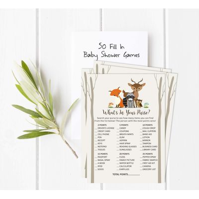 50 Cartões para Jogo de Chá de Bebê Neutro em Gênero para Mamãe e Papai Novos Animais da Selva Menino ou Menina Itens para Festa - Inkdotpot 12,7 Cm × 17,78 Cm / Branco - O Que Tem na Sua Bolsa