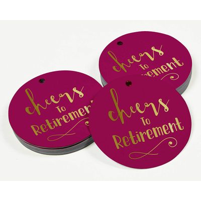 Etiqueta para Garrafa 'Brinde à Aposentadoria' Foil Metalizado para Lembrancinhas - Inkdotpot 100 Etiquetas Metalizadas / Rosa - Prata