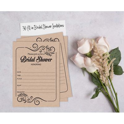 50 Cartões-Jogo Kraft Quadrados em Branco para Preencher Ideias de Presentes em Chá de Noiva e Despedida de Solteira - Inkdotpot 8,89 Cm × 5,08 Cm / Branco - Quantos Beijos?
