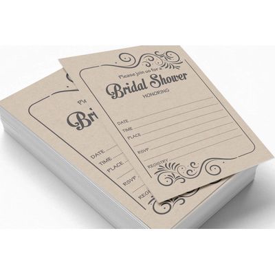 50 Cartões-Jogo Kraft Quadrados em Branco para Preencher Ideias de Presentes em Chá de Noiva e Despedida de Solteira - Inkdotpot 8,89 Cm × 5,08 Cm / Branco - Quantos Beijos?