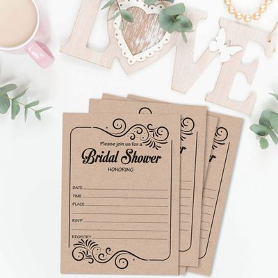 50 Cartões-Jogo Kraft Quadrados em Branco para Preencher Ideias de Presentes em Chá de Noiva e Despedida de Solteira - Inkdotpot 8,89 Cm × 5,08 Cm / Branco - Quantos Beijos?