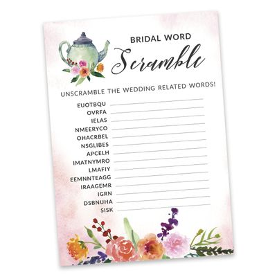 Coleção Floral para Despedida de Solteira e Chá de Noiva Cartas do Jogo Polish Or Porn Pacote com 50 Unidades - Inkdotpot 12,7 Cm × 17,78 Cm / Branco - Jogo de Palavras da Noiva