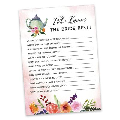 Coleção Floral para Despedida de Solteira e Chá de Noiva Cartas do Jogo Polish Or Porn Pacote com 50 Unidades - Inkdotpot 12,7 Cm × 17,78 Cm / Branco - Quiz da Noiva