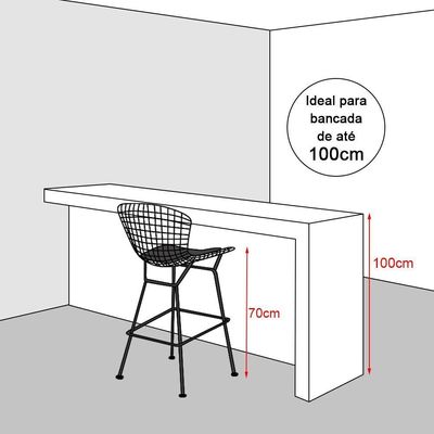 Kit 8 Banquetas Bistrô Bertoia Cromada D70 Com Assento Sintético Vermelho
